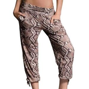 Onzie Yoga Womens Gypsy Pants in Brown Python Print S/M